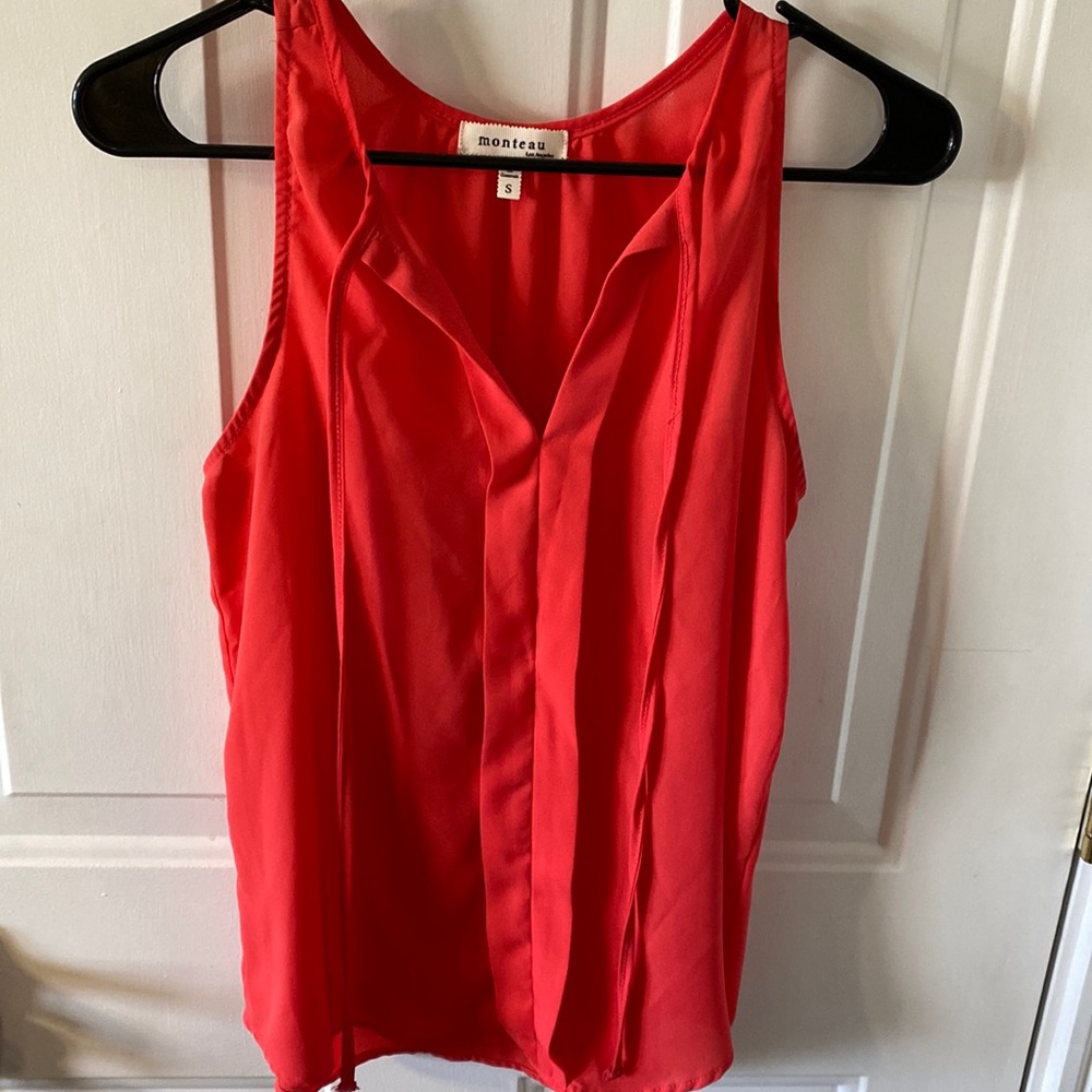 women’s sheer tank top dressy with strings coral